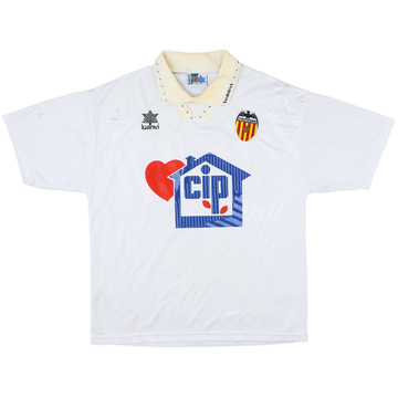 1994-95 Valencia Squad Signed Home Shirt - 6/10 - (L)